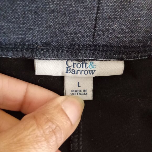 Croft & Barrow Seamed Ponte Pants Sz L Blue Tapered Leg Stretch Knit Comfort - Picture 4 of 8